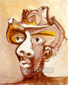 パブロ・ピカソ Painting - 帽子をかぶった男の頭 1971年 パブロ・ピカソ